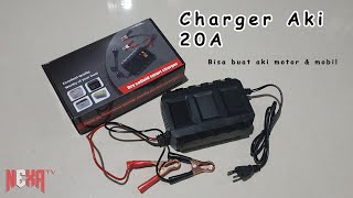 Charger Aki 12V 20A Unboxing Bisa untuk Aki Mobil dan Motor  Dry Colloid Smart Charger [upl. by Leeban]