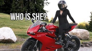 CUTE GIRL rides a Ducati 959 Panigale [upl. by Adabel]