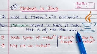 Methods in Java Hindi  What is method Explain with Syntax amp Example [upl. by Aikahc]