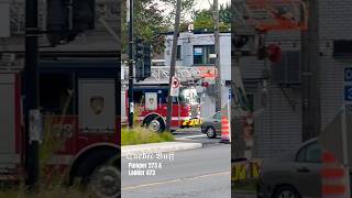 Montreal Fire Department SIM Pumper 273 amp Ladder 473 responding urgently to alarms in Cartierville [upl. by Sualakcin20]