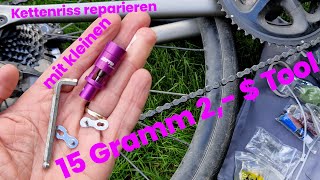 Fahrradkette unterwegs gerissen 15 Gramm  2 € Tools um gerissene Kette auf Tour zu reparieren [upl. by Adnamas]