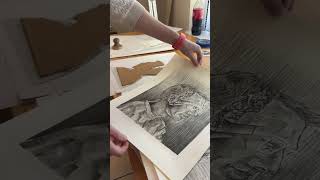 Linocut over stone lithography printmaking [upl. by Walt]