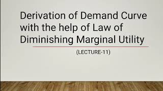 Derivation of Demand Curve with the help of Law of Diminishing Marginal Utility  Part11  EK [upl. by Ide528]