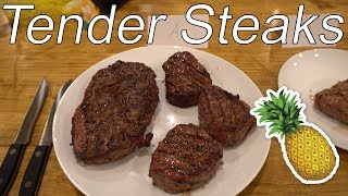 How to Grill Tender Steaks Pineapple Meat Tenderizer Test [upl. by Robers]