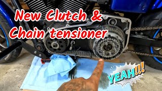 Harley clutch pack and chain tensioner replacement [upl. by Kilan]