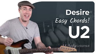 Desire Easy Guitar Lesson  U2 [upl. by Azalea647]