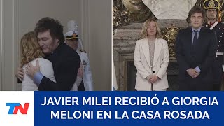 Milei recibe a Meloni en Casa Rosada en busca de inversiones y consolidar la alianza ideológica [upl. by Auhsaj153]