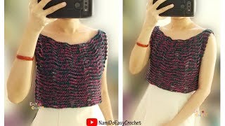 Easy Crochet Crochet Crop Top SweaterBlouse 09 [upl. by Au458]