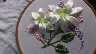 Hand embroidery designs How to make Ribbon embroidery flowers [upl. by Thor]