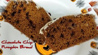 Chocolate Chip Pumpkin Bread with Cream Cheese Frosting 😋 [upl. by Evelyn83]