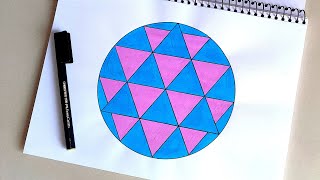 How to Draw Simple Triangle Pattern in Circle by Compass and Scale  Simple Geometric Pattern [upl. by Ylecic]