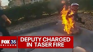 Florida deputy who Tased suspect near gas pump igniting both to face charge [upl. by Mannes]