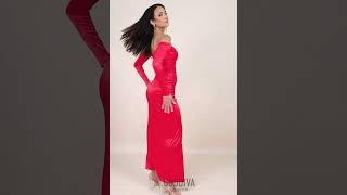 Slinky Satin One Shoulder Split red Maxi [upl. by Eelydnarb35]