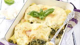 Recette  Cannellonis aux épinards et ricotta [upl. by Ellinet]