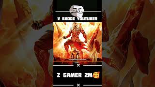 V badge 😱😱 youtuber z GAMER 2M 🥰😘🥰 freefire smartphone season rocky rockybalboa kgf [upl. by Sucramad]