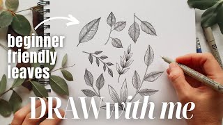 How to Draw Leaves ❃ Easy Beginner Friendly Drawing Tutorial ❃ Leaf Drawing Basics [upl. by Sivle]