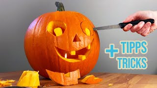 Halloween Kürbis schnitzen  Schritt für Schritt Anleitung mit Tipps und Tricks [upl. by Sioled659]