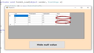 c tutorial for beginners How to hide dataGridView rows that contain null values [upl. by Doralia]