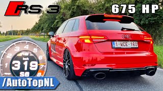 675HP Audi RS3 BIG TURBO DVX  0319 LAUNCH CONTROL amp SOUND by AutoTopNL [upl. by Block379]