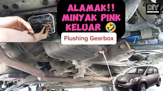 Minyak Gearbox warna pink Teknik flushing gearbox produa myvi lama [upl. by Gnot]