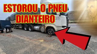 ESTOROU O PNEU DIANTEIRO 744 [upl. by Ehtyde232]