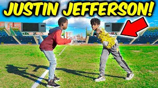 THIS KID IS THE NEXT JUSTIN JEFFERSON 1 ON 1S FOOTBALL [upl. by Ainattirb988]