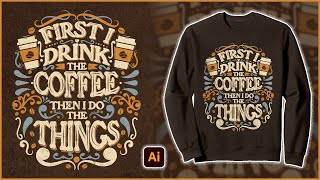 Coffee Typography Decorative Tshirt Design  Tshirt Design In Illustrator  AH TSHIRT [upl. by Errick]