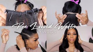 Pre Looped Micro link Weft Yaki Blowout Extensions At Home  FT YWIGS [upl. by Silvio]