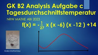 GK Prüfungsteil B2 Mathe Abi Klausur NRW 2023 Analysis c Temperatur Kurve [upl. by Egdirdle]