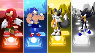 Knuckles Sonic 🆚 Dark Sonic 🆚 Tails Exe Sonic 🆚 Muscular Sonic  Sonic Music Gameplay Tiles Hop [upl. by Ynnep]