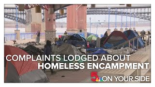 Businesses complain about dangerous situations due to homeless encampment [upl. by Anaihr727]