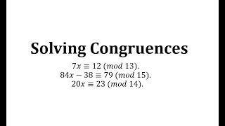 Solving Congruences [upl. by Dori]