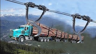 Dangerous Logging Wood Truck Operator Skill  Heavy Equipment Big Logging Wood Truck Driving Fails [upl. by Dleifxam]