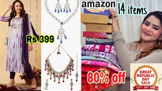 Amazon Great Republic SALE  Kurta sets Jewellery amp Skincare starting Rs 399  Kurti haul Partywear [upl. by Attenov]