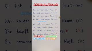 Deklination der Adjektive Akkusativ deutsch deutschlernen adjective german learngerman shorts [upl. by Hui591]