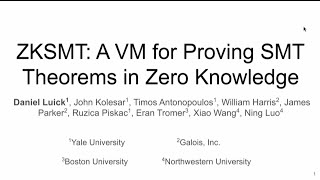 USENIX Security 24  ZKSMT A VM for Proving SMT Theorems in Zero Knowledge [upl. by Nylear118]