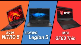 Acer NITRO 5 vs Lenovo Legion 5 vs MSI GF63 Thin  i5 10300h vs Ryzen 5 4600H [upl. by Ventre]