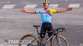 Belgiums Remco Evenepoel rides to cycling HISTORY in mens road race  Paris Olympics  NBC Sports [upl. by Nomis]