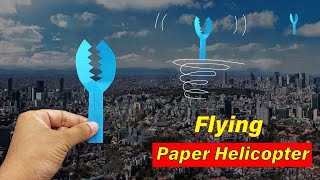 How to Make a Paper Flying Helicopter  New Flying Helicopter Toy [upl. by Kirven]