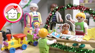 Playmobil Familie Hauser  Weihnachtsmarkt im Wohnzimmer  Adventsgeschichten mit Anna und Lena [upl. by Hgielrahc]