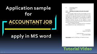 How to write an application for job apply for the post of accountant in ms word [upl. by Scales]