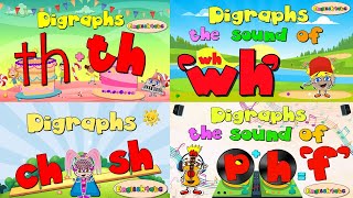 Digraphs Mix  Thth wh chsh ph 4 videos [upl. by Kera299]