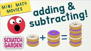 Adding amp Subtracting  Mini Math Movies  Scratch Garden [upl. by Ogram933]