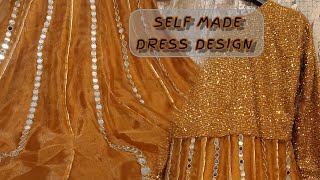 How to  Dress designing idea  pishwas  mirror and lace work  party wear dress inspo [upl. by Roland]