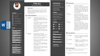 How to make Creative Two Pages Resume in ms word 2019  Professional Resume in word  Resume writing [upl. by Atiuqnahs199]