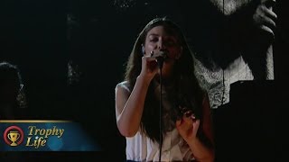 Lordes Stripped Down quotRoyalsquot Grammys Performance 2014 [upl. by Sheri]