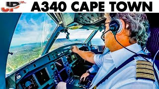 Piloting AIRBUS A340 into Cape Town  Cockpit Views [upl. by Ostler]