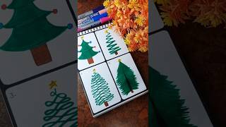 4 different christmas tree drawing 🎄 shorts viral christmas drawing trending [upl. by Luisa979]