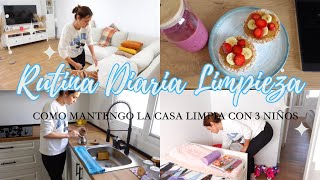 RUTINA DE LIMPIEZA DIARIA🧼 ASI MANTENGO MI CASA LIMPIA CON 3 NIÑOS🌸 [upl. by Madel]