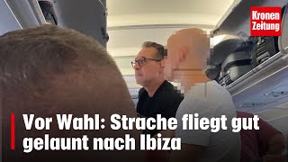 Vor Wahl Strache fliegt gut gelaunt nach Ibiza  kronetv NEWS [upl. by Annawat127]